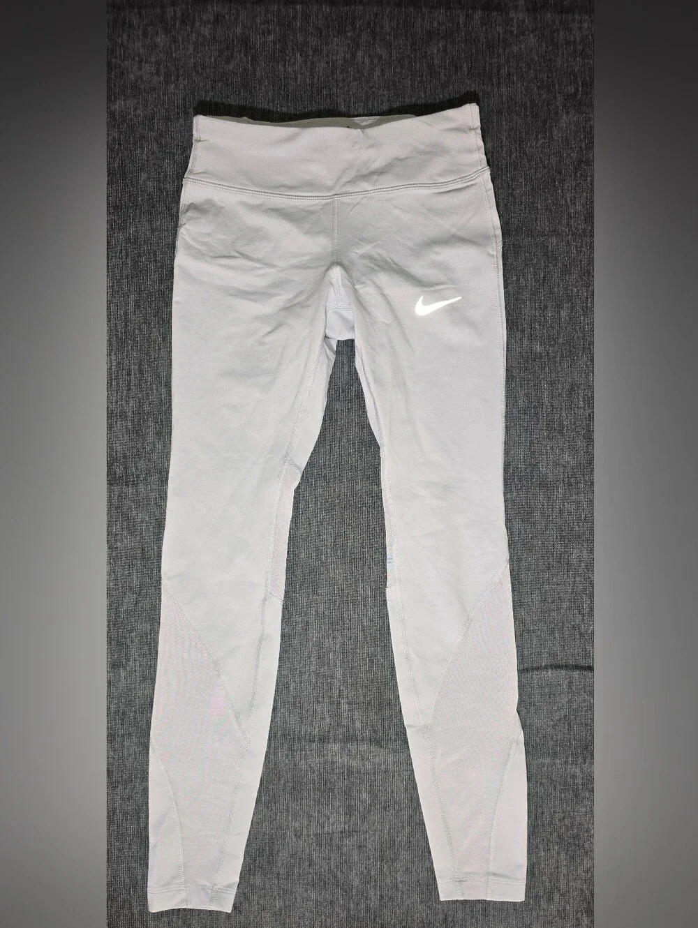 NIKE DRI-FIT Size S Women Gray Drawstring Pull On Athletic Running Leggings 430